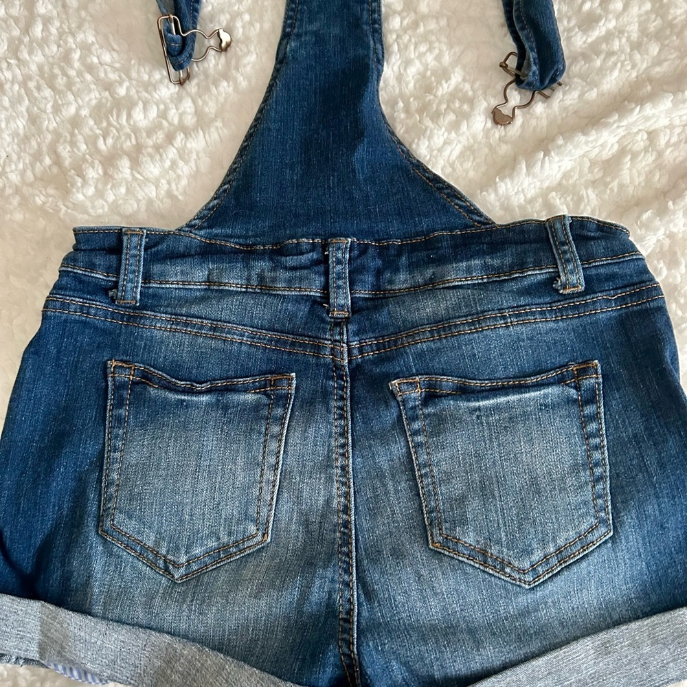 Short overalls for girls, dark blue Denim